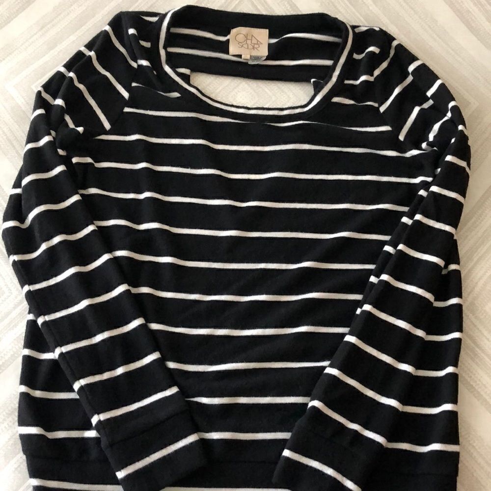 Chaser Black with White Stripes Long Sleeve Top